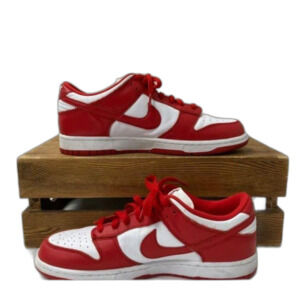 Men's Nike Dunk Low University Red White Colorway Sneakers Size 10.5